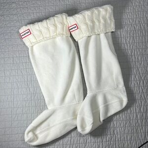 Women’s White Hunter Fleece/Knit Stitch Boot Socks, Size M US Sizes 5-7